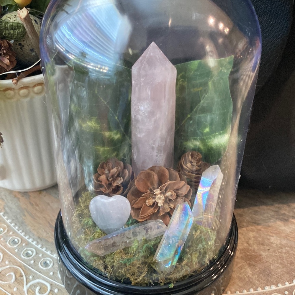 Beautiful fantasy rose quartz Crystal some woodland display